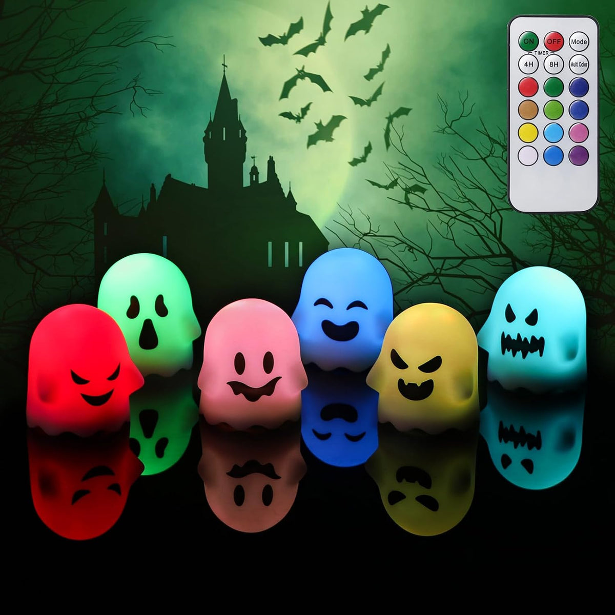Halloween Small Pumpkin Flameless Tealight Candles with 6H Timer
