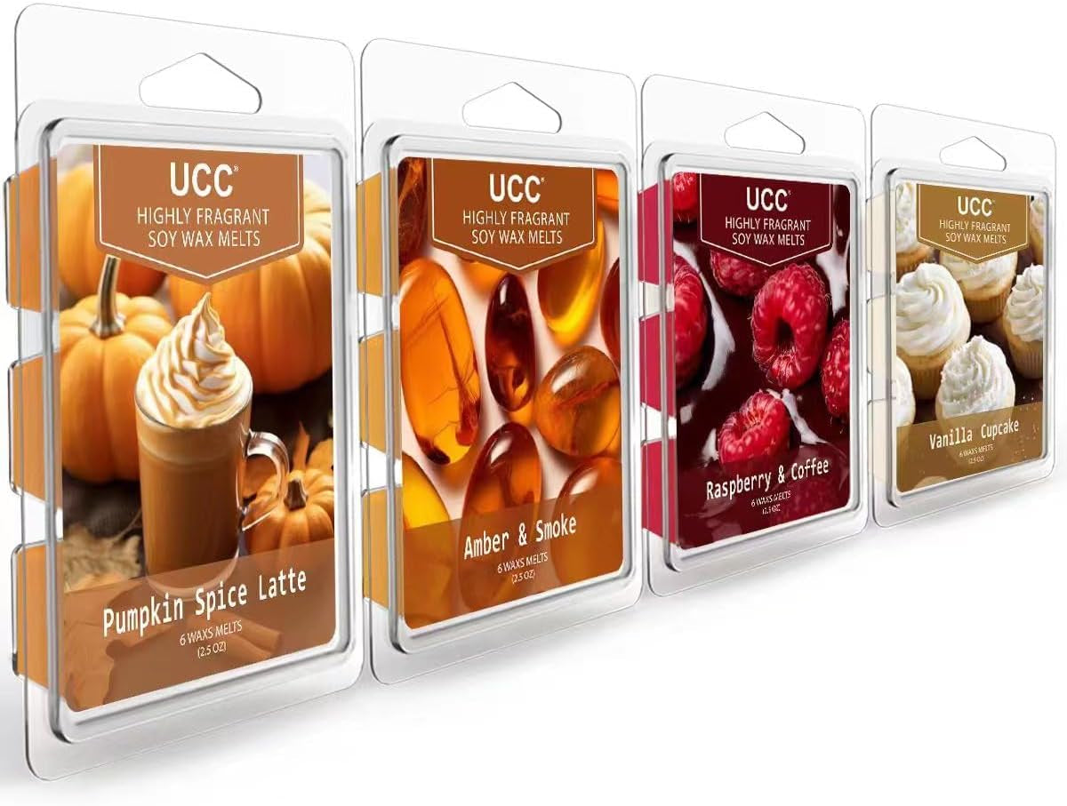 Premium Wax Melts, Fall Variety Fragrance Melts, Scented Soy Wax Melts Cubes, Natural Plant Based Highly Scented Wax Melts Tarts, 4 Pack