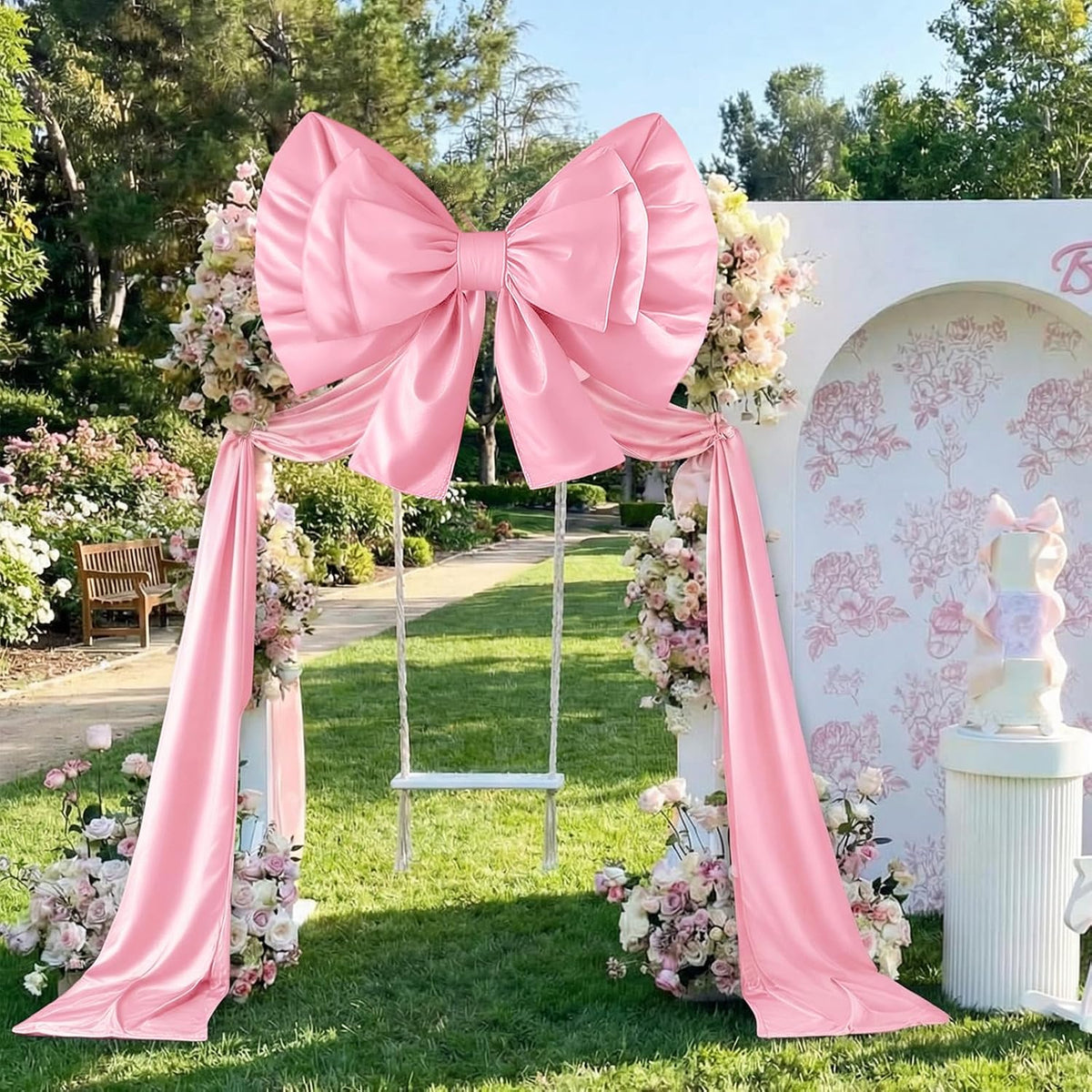 55 X 118 Inch Giant Pink Christmas Bow Outdoor Decor