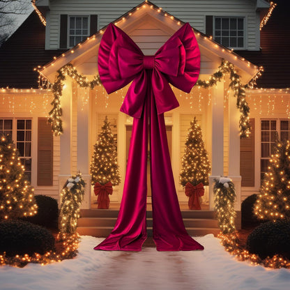 55 X 118 Inch Giant Pink Christmas Bow Outdoor Decor