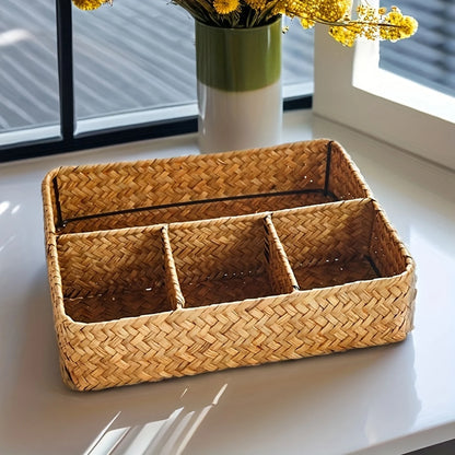 Woven Willow Storage Basket — Four Compartments