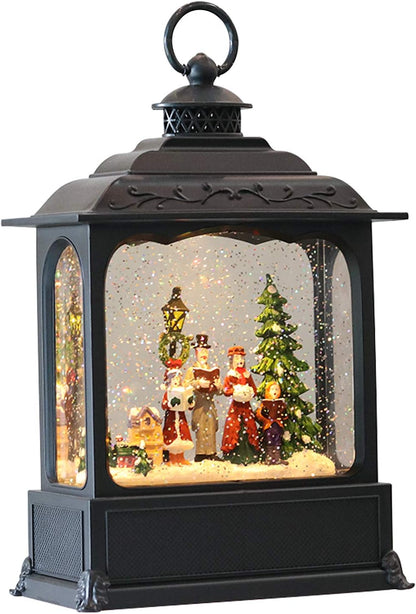Santa Claus Red Musical Snow Globe Lantern with 6H Timer