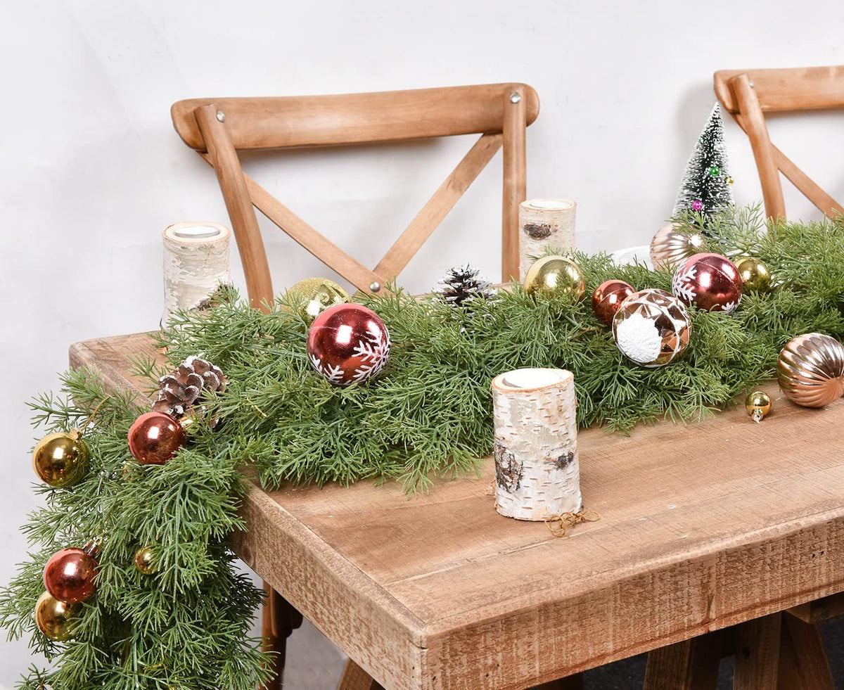 6.01Ft Christmas Garland Pine Cypress Artificial Greenery Garland,Artificail Pine Christmas Garland for Holiday Season Mantel Fireplace Table Runner Centerpiece Décor