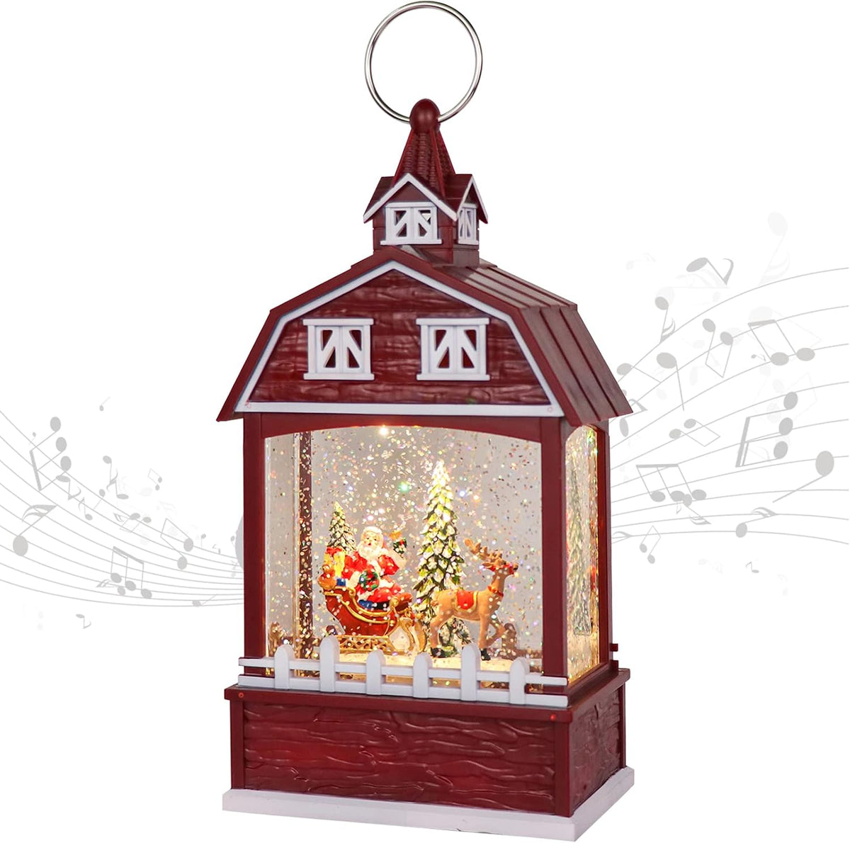 Santa Claus Red Musical Snow Globe Lantern with 6H Timer