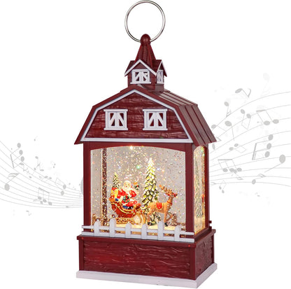 Santa Claus Red Musical Snow Globe Lantern with 6H Timer