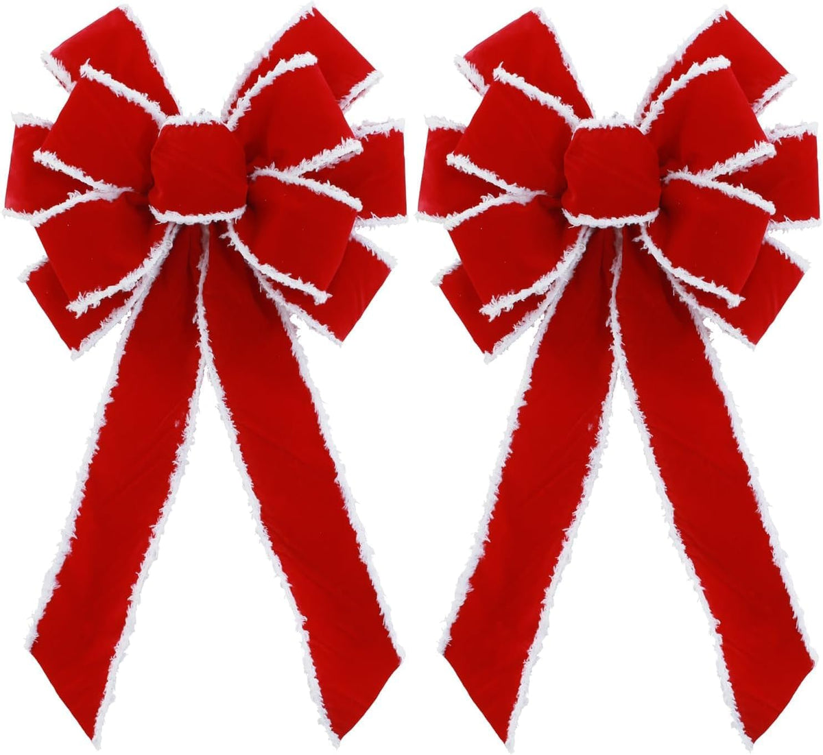 2 Pack Large Red Christmas Bows Outdoor Decorations,11”X 20” Velvet Wreath Bow Christmas Tree Topper Bow for Xmas Home Front Door Christmas Tree Decor