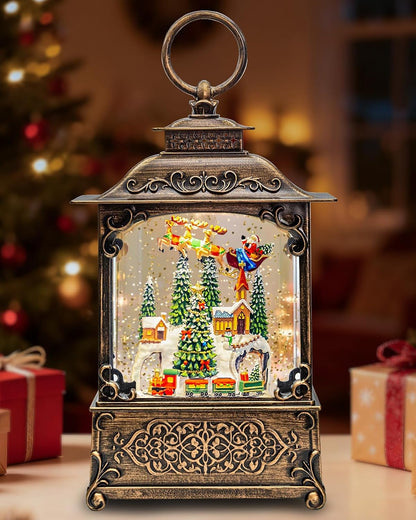 Snow Globe Lantern, 9" snowman