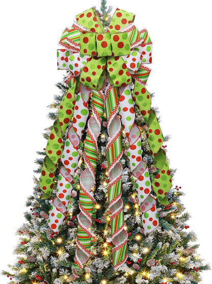 2 Pack Large Red Christmas Bows Outdoor Decorations,11”X 20” Velvet Wreath Bow Christmas Tree Topper Bow for Xmas Home Front Door Christmas Tree Decor