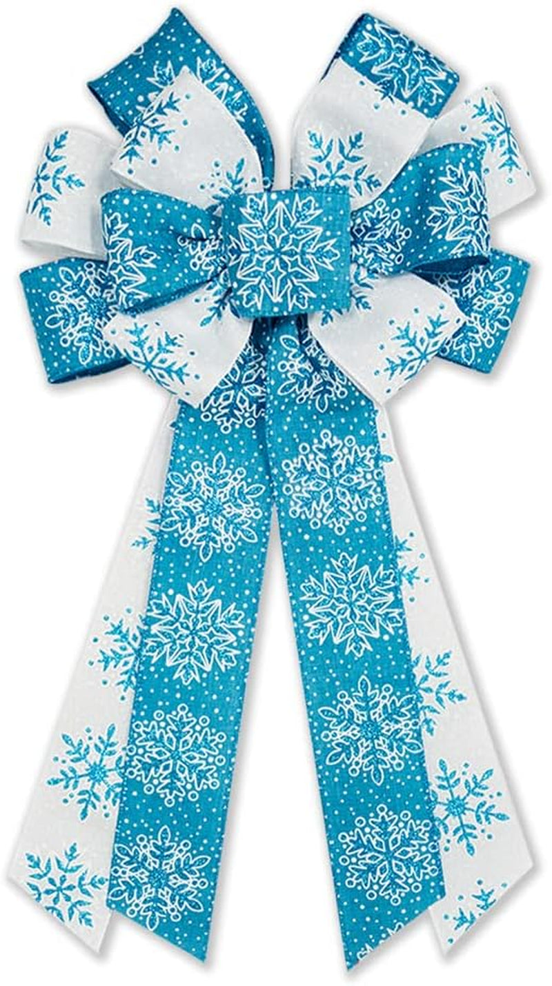 Large Christmas Bow for Wreath Red Velvet Bows Snowflake Plaid Tree Topper Bow for Front Door Christmas Holiday Indoor Outdoor Wall Decoration