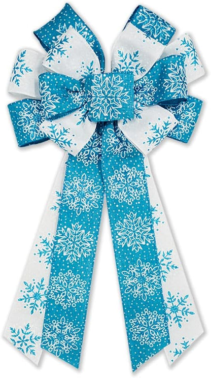 Large Christmas Bow for Wreath Red Velvet Bows Snowflake Plaid Tree Topper Bow for Front Door Christmas Holiday Indoor Outdoor Wall Decoration