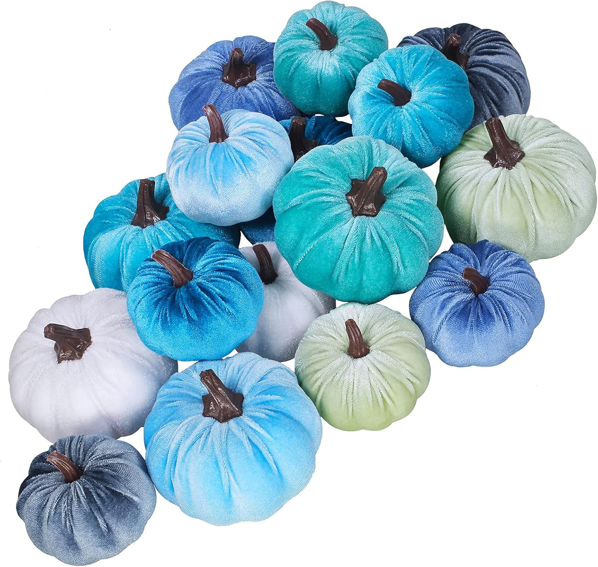 Velvet Pumpkins, Set of 16 — Burgundy, Bronze, Gray
