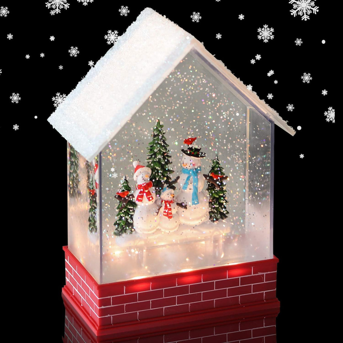 Santa Claus Red Musical Snow Globe Lantern with 6H Timer