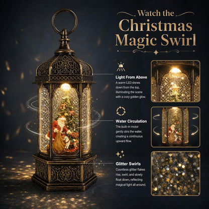 Lighted Christmas Snow Globe Lantern, Musical Snow Globe with 8 Songs, Gingerbread Santa Chef Baking Scene, Swirling Glitter Water Lantern, 9" Indoor Christmas Decor, for Kids & Adults