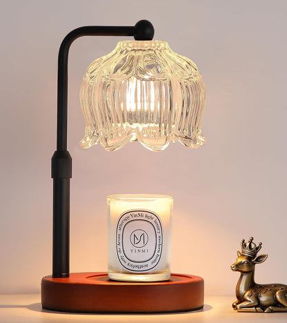 Gold Candle Warmer Lamp for Flower-Shaped Glass,Wax Melt Warmer for Jar Candles,Candle Warmer Lamp with Timer Dimmable, Birthday Mother'S Day Valentines Gifts for Women Mom Sister Wife Bedroom