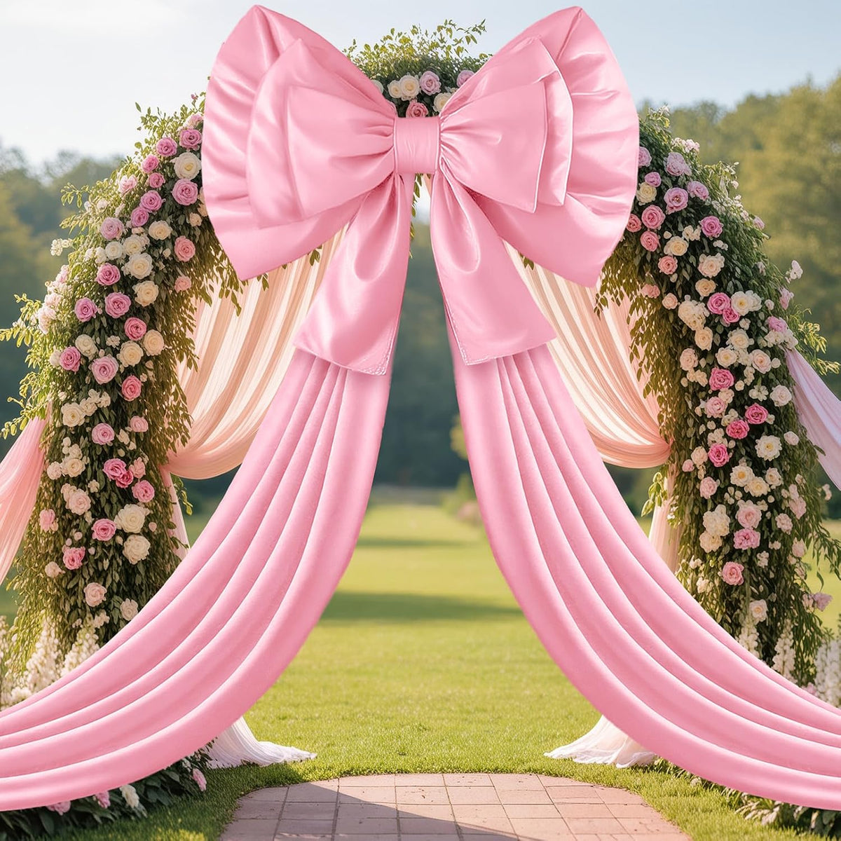 55 X 118 Inch Giant Pink Christmas Bow Outdoor Decor