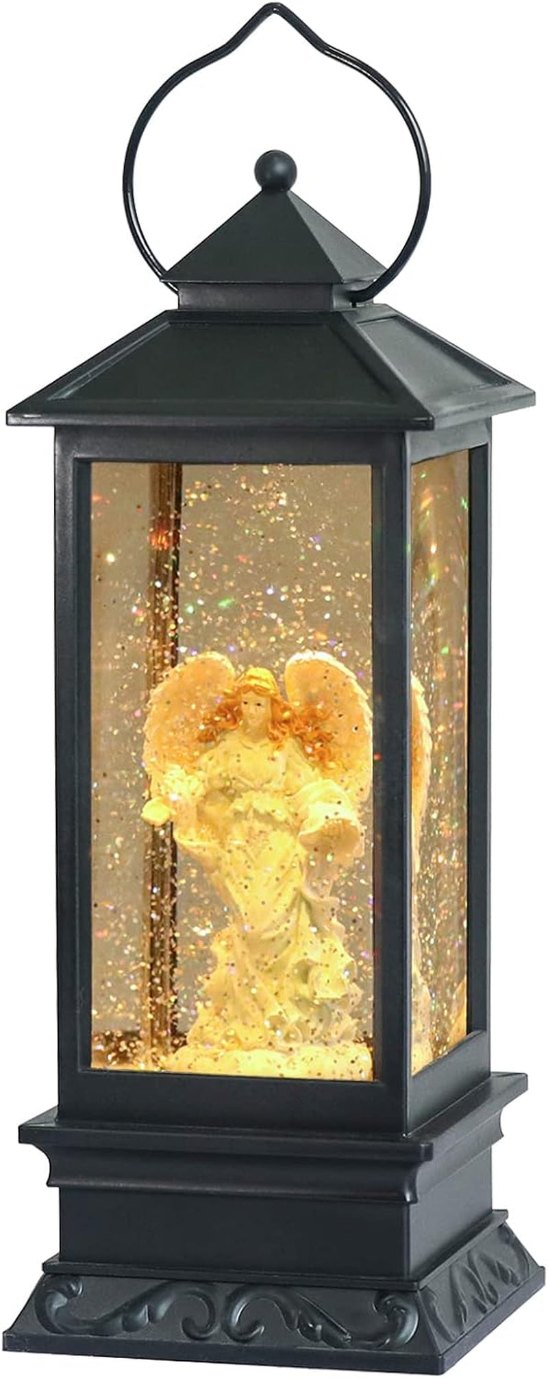 Christmas Snow Globe Lantern with Music, Battery Operated Lighted Swirling Glitter Water Lantern with Timer for Christmas Home Decoration, Santa