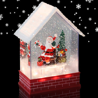 Santa Claus Red Musical Snow Globe Lantern with 6H Timer