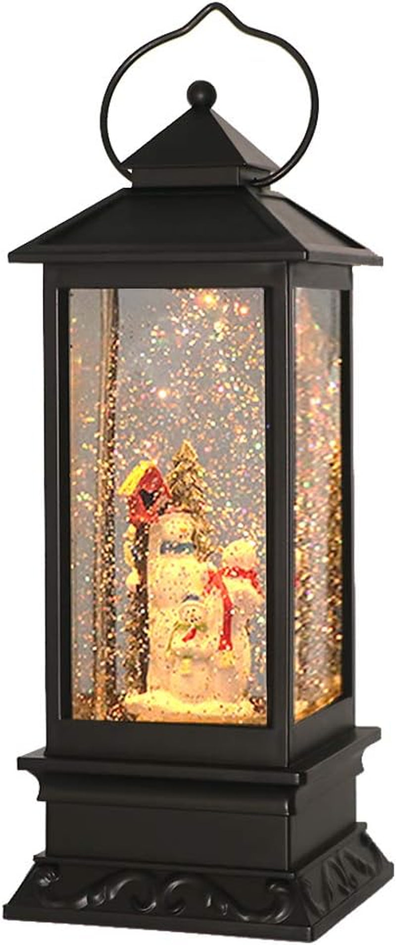 Christmas Snow Globe Lantern with Music, Battery Operated Lighted Swirling Glitter Water Lantern with Timer for Christmas Home Decoration, Santa