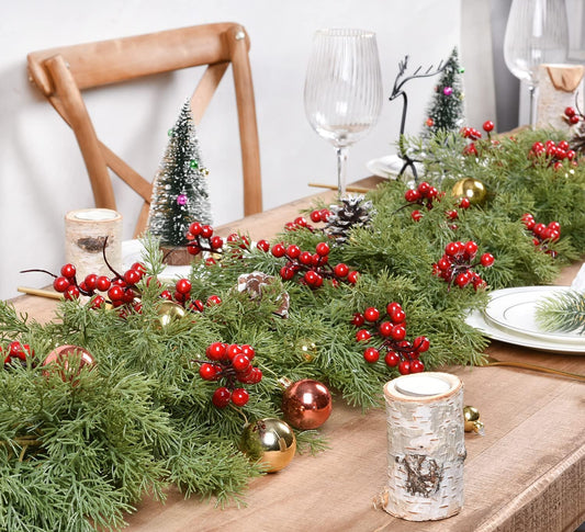 6.01Ft Christmas Garland Pine Cypress Artificial Greenery Garland,Artificail Pine Christmas Garland for Holiday Season Mantel Fireplace Table Runner Centerpiece Décor