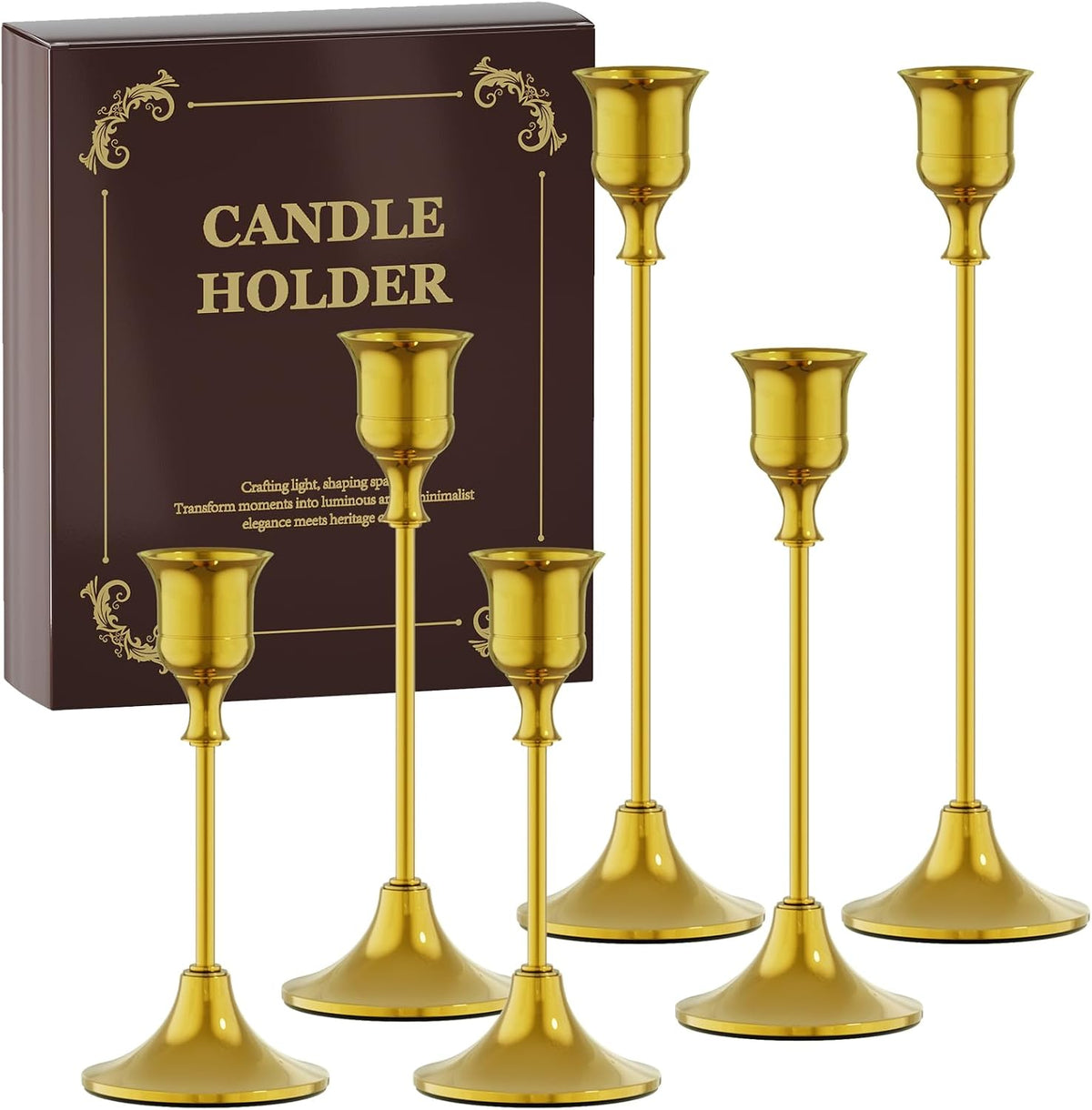 Brass Candle Holders Set of 3, Vintage Metal Candlestick Holders