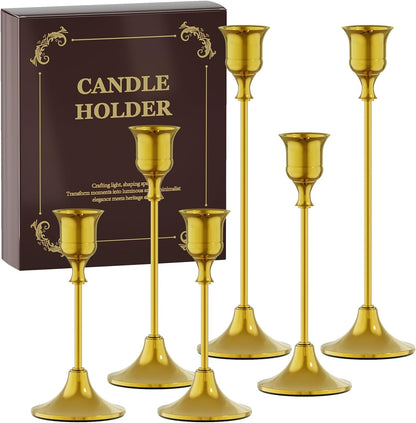 Brass Candle Holders Set of 3, Vintage Metal Candlestick Holders