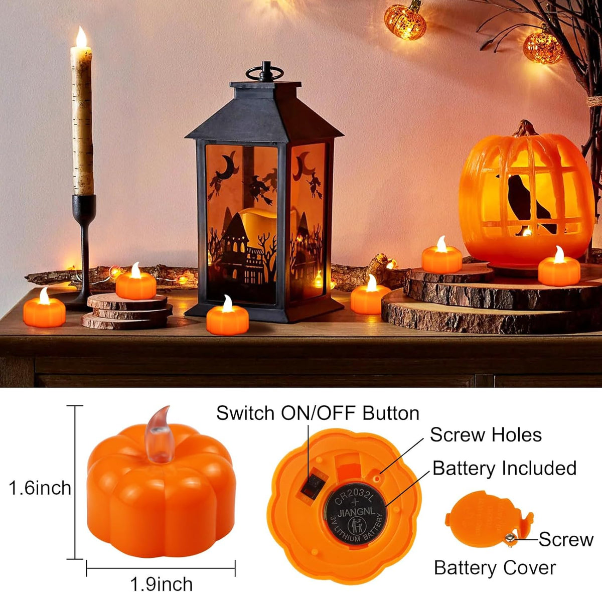 24 Pack Pumpkin Tea Lights Fall Decorations Indoor, LED Pumpkin Light