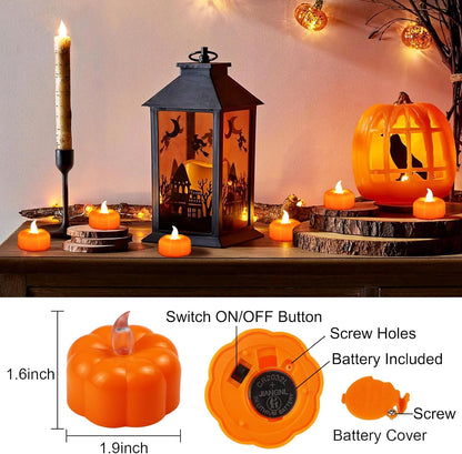 24 Pack Pumpkin Tea Lights Fall Decorations Indoor, LED Pumpkin Light