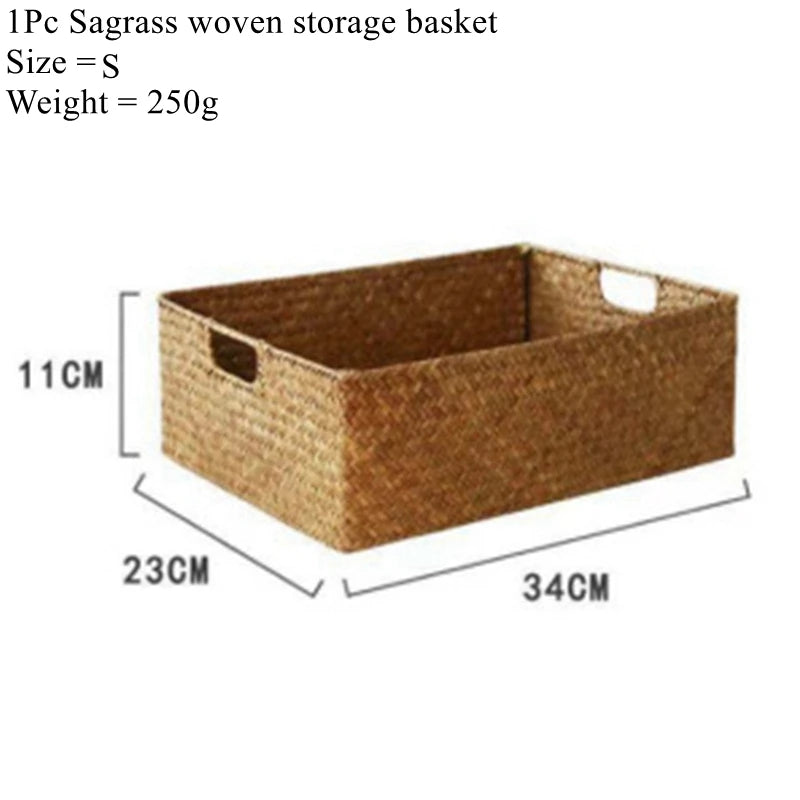 Handwoven Seagrass Basket — Fruit, Bread & Blankets