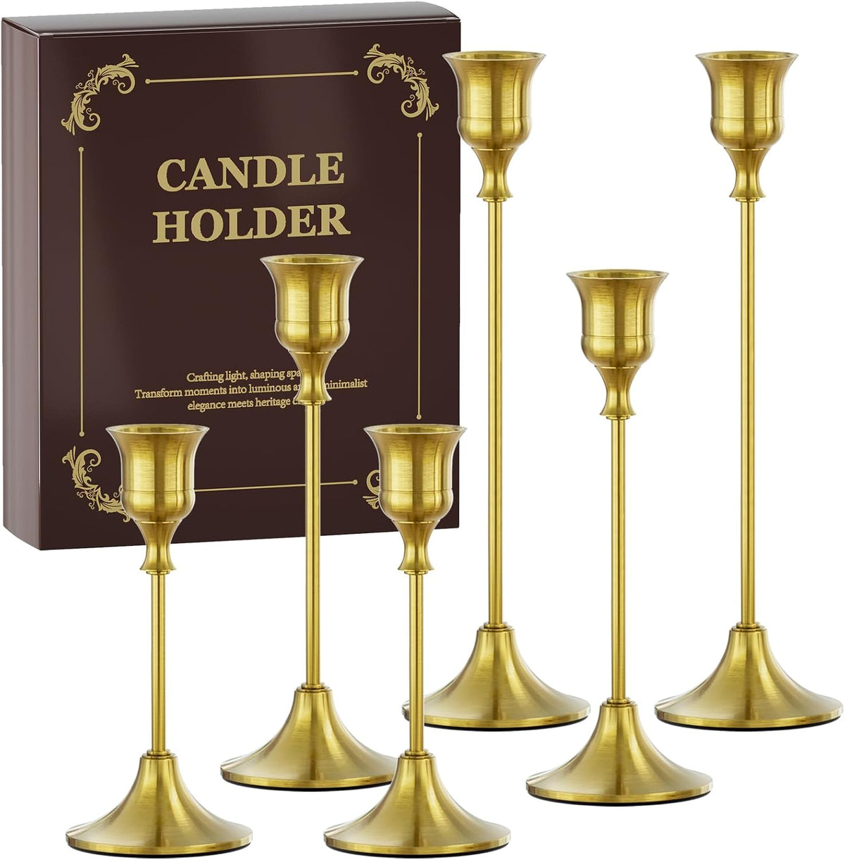 Brass Candle Holders Set of 3, Vintage Metal Candlestick Holders