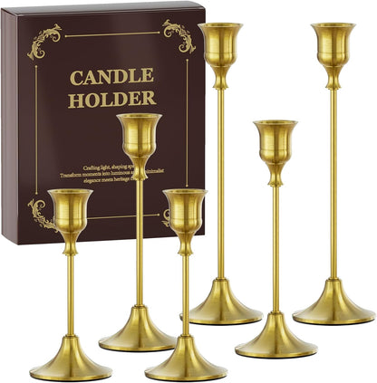 Brass Candle Holders Set of 3, Vintage Metal Candlestick Holders