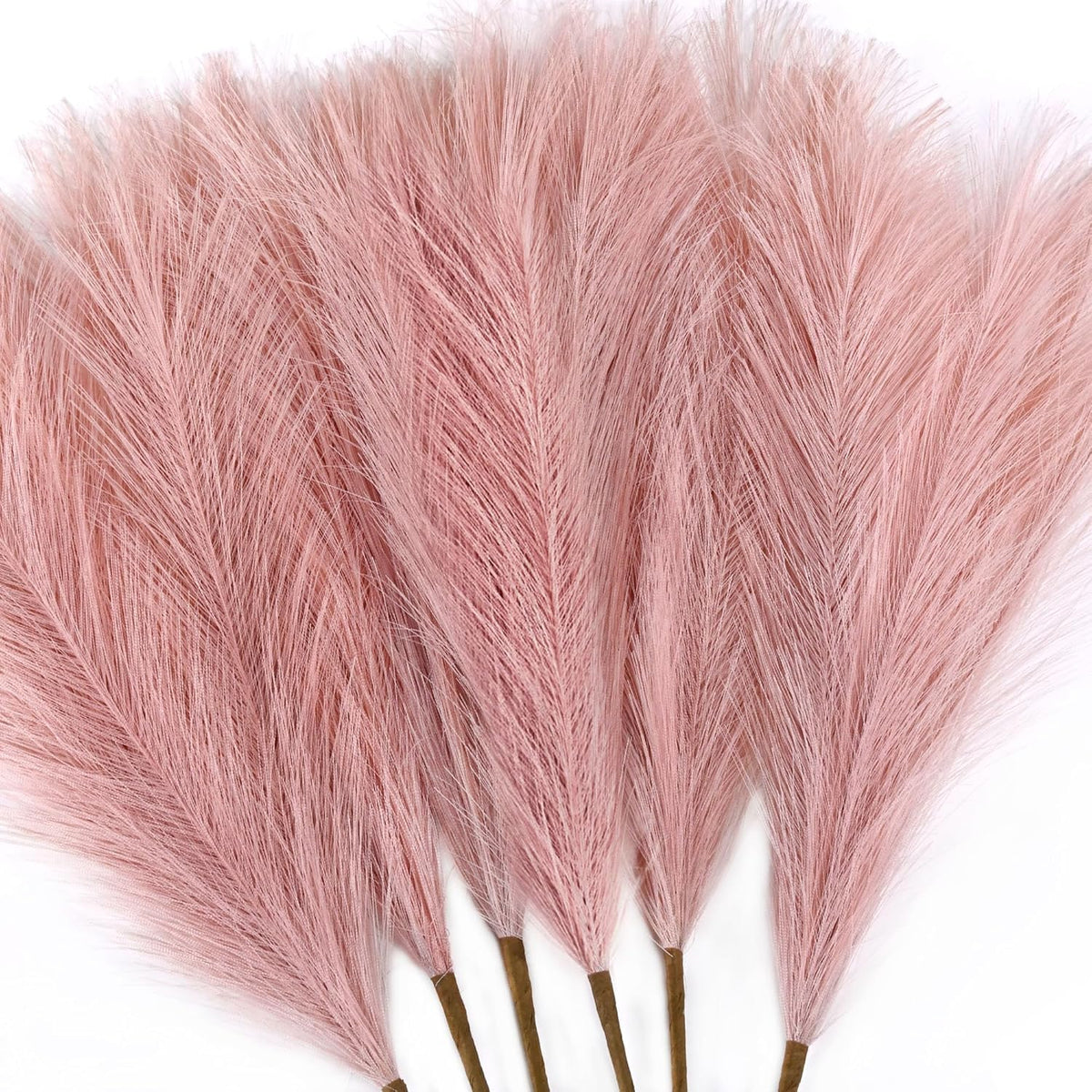 43 Inch Fluffy Fake Faux Pampas Grass Large Stems 3 Pcs for Tall Vase Filler, Boho Home Kitchen Wedding Room Decor(Orange)