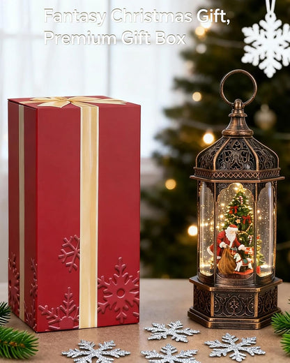 Lighted Christmas Snow Globe Lantern, Musical Snow Globe with 8 Songs, Gingerbread Santa Chef Baking Scene, Swirling Glitter Water Lantern, 9" Indoor Christmas Decor, for Kids & Adults