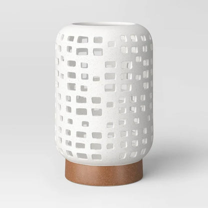 White Ceramic Lantern Candle Holder – Pillar Candle Lantern