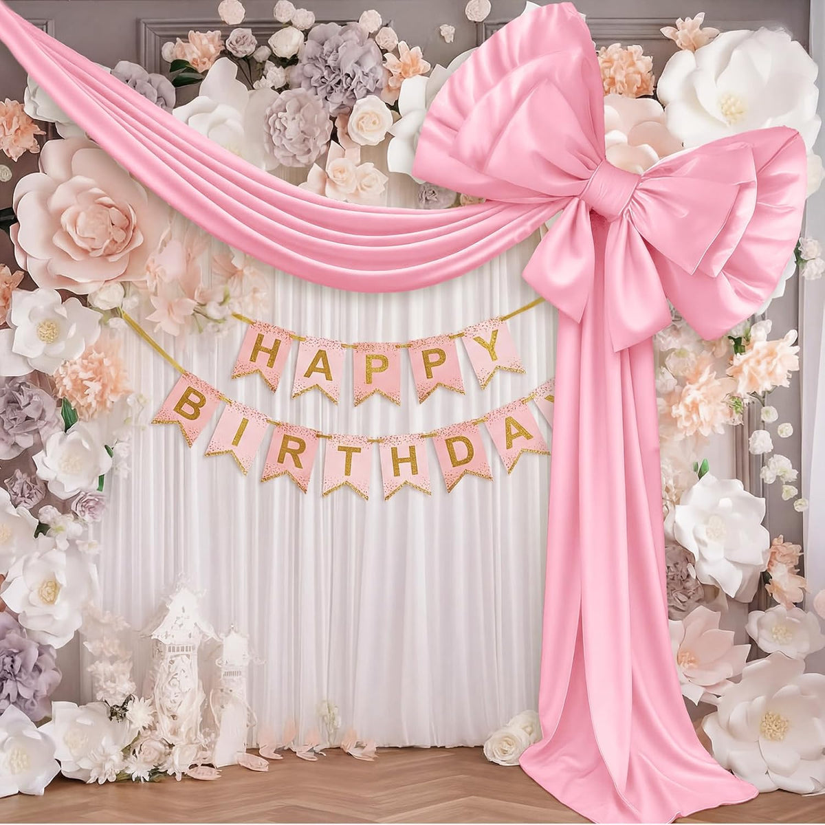 55 X 118 Inch Giant Pink Christmas Bow Outdoor Decor