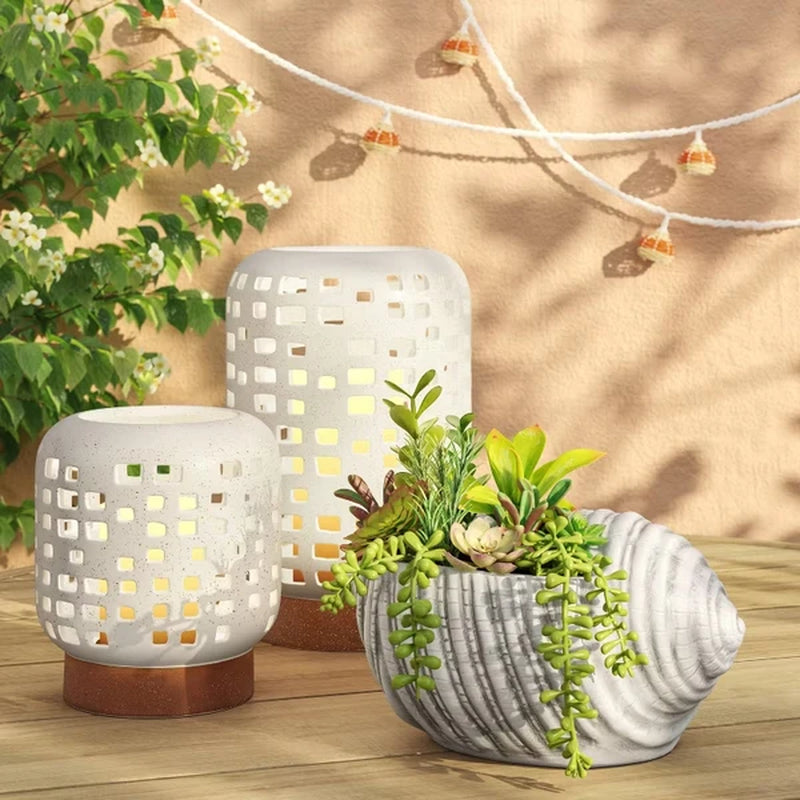White Ceramic Lantern Candle Holder – Pillar Candle Lantern
