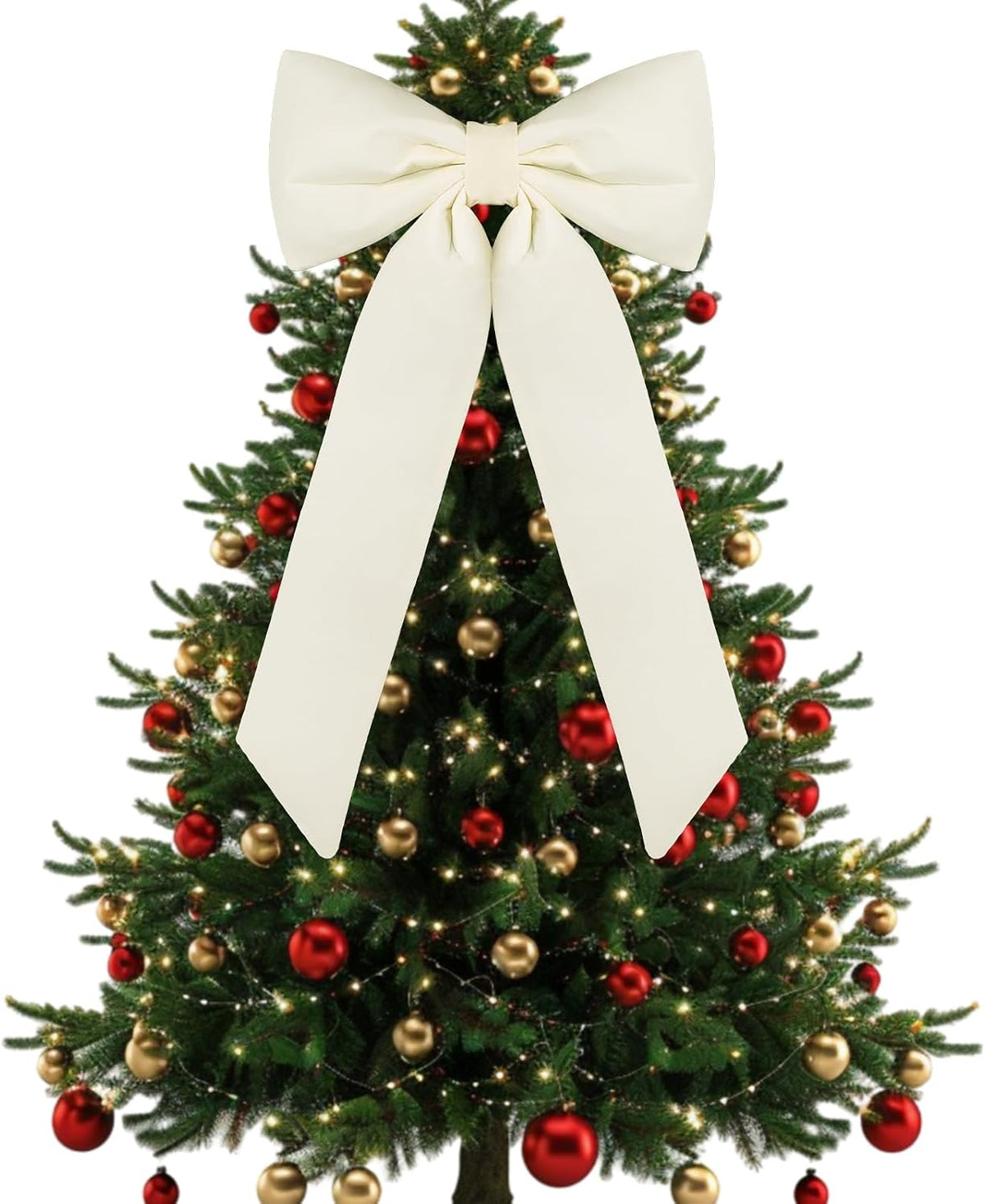 Large Christmas Tree Topper Bow Ornament 15X30 Inch(Red)