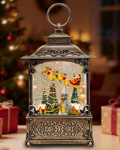 Snow Globe Lantern, 9" snowman