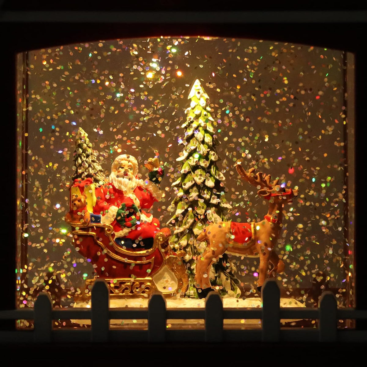 Santa Claus Red Musical Snow Globe Lantern with 6H Timer