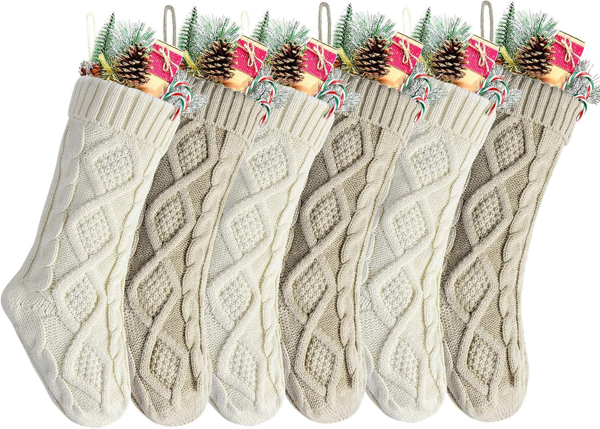 Pack 6,18" Unique Burgundy Knit Christmas Stockings, Style2