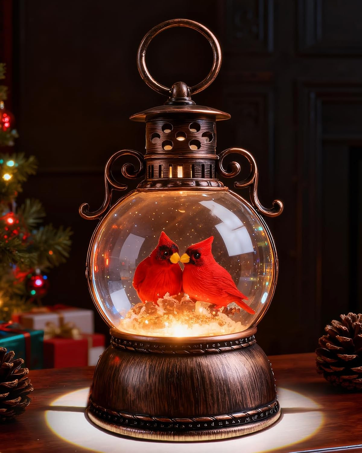 Snow Globe Lantern, 9" snowman