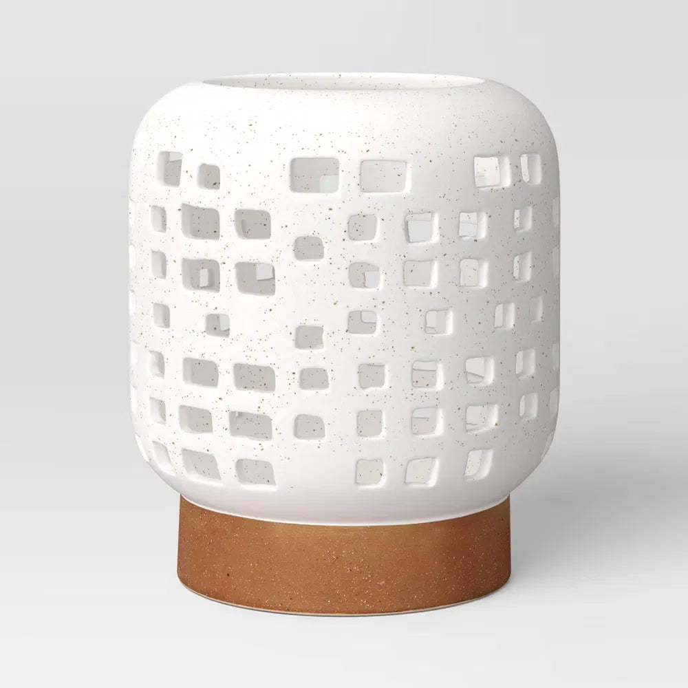 White Ceramic Lantern Candle Holder – Pillar Candle Lantern