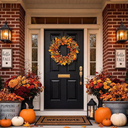 22" Fall Wreath for Front Door Pumpkin Artificial Wall Decor Autumn