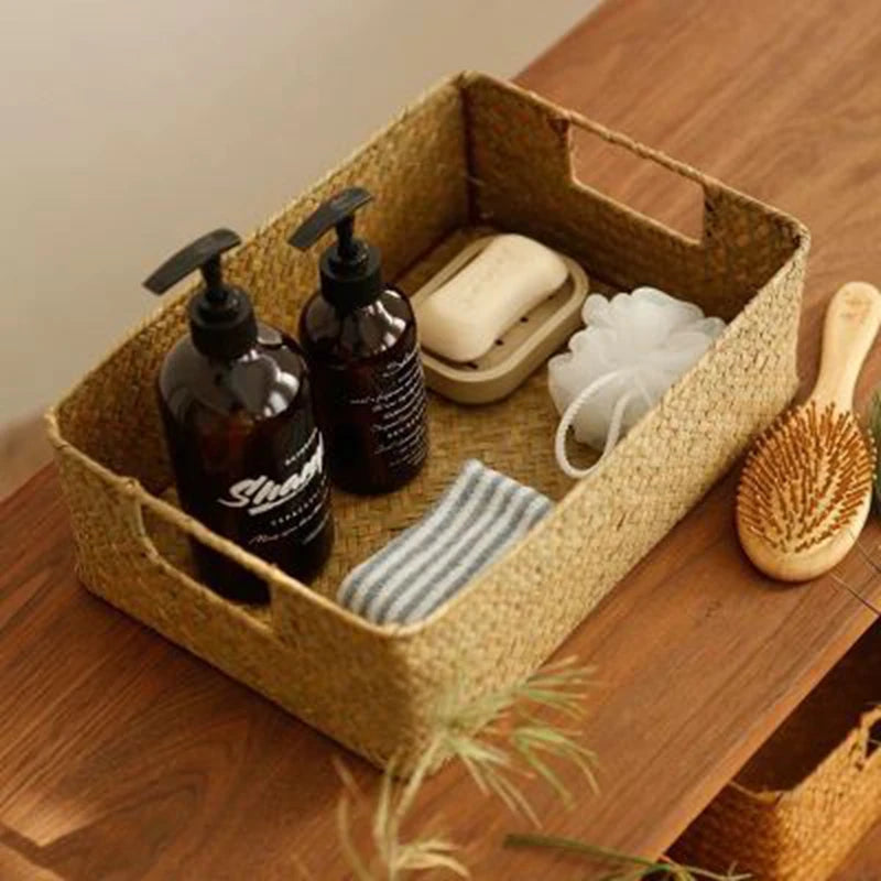 Handwoven Seagrass Basket — Fruit, Bread & Blankets
