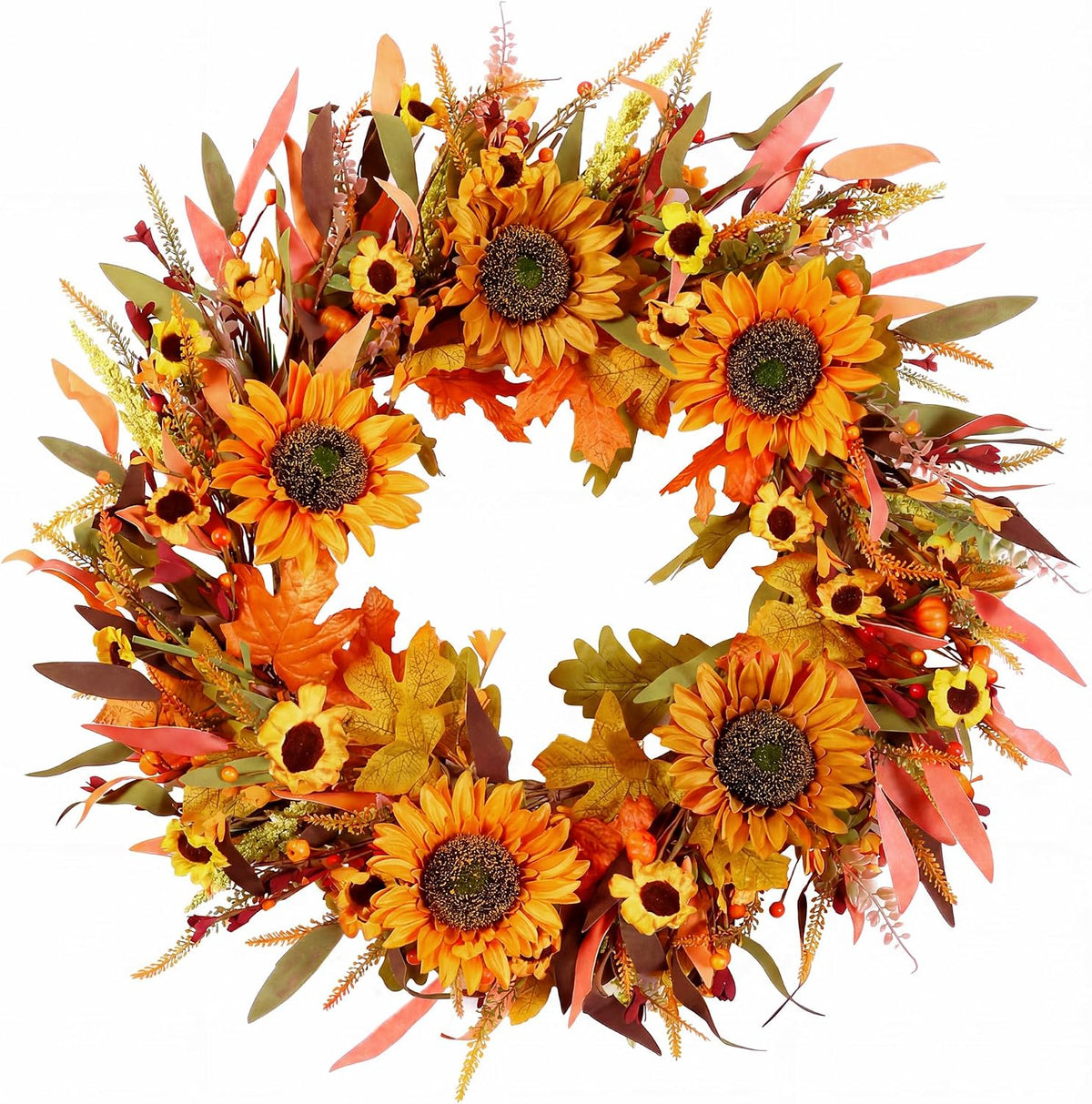 22" Fall Wreath for Front Door Pumpkin Artificial Wall Decor Autumn