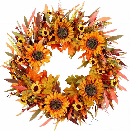22" Fall Wreath for Front Door Pumpkin Artificial Wall Decor Autumn