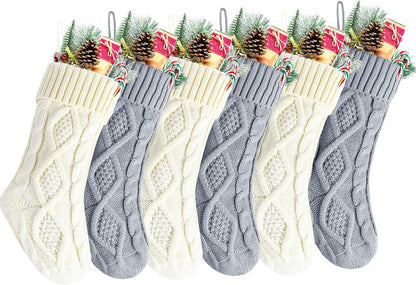 Pack 6,18" Unique Burgundy Knit Christmas Stockings, Style2