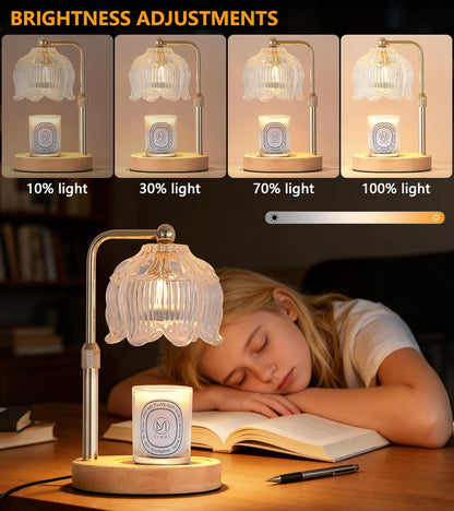 Gold Candle Warmer Lamp for Flower-Shaped Glass,Wax Melt Warmer for Jar Candles,Candle Warmer Lamp with Timer Dimmable, Birthday Mother'S Day Valentines Gifts for Women Mom Sister Wife Bedroom