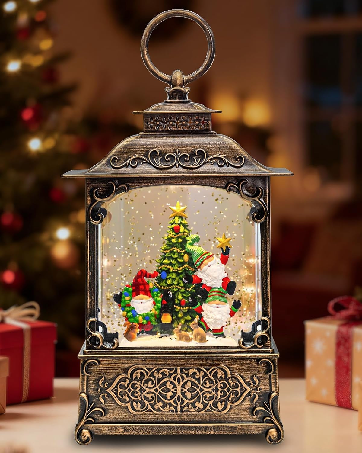 Snow Globe Lantern, 9" snowman