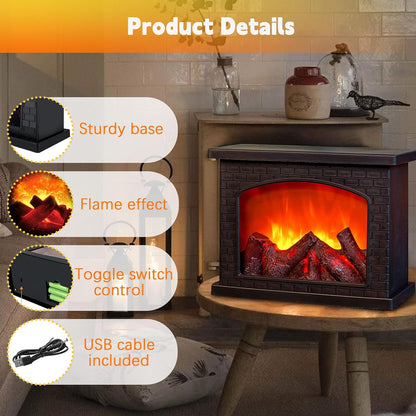 Fireplace Lanterns Decorative,Small Fake Fire Place Lamp,Led Flame Effect