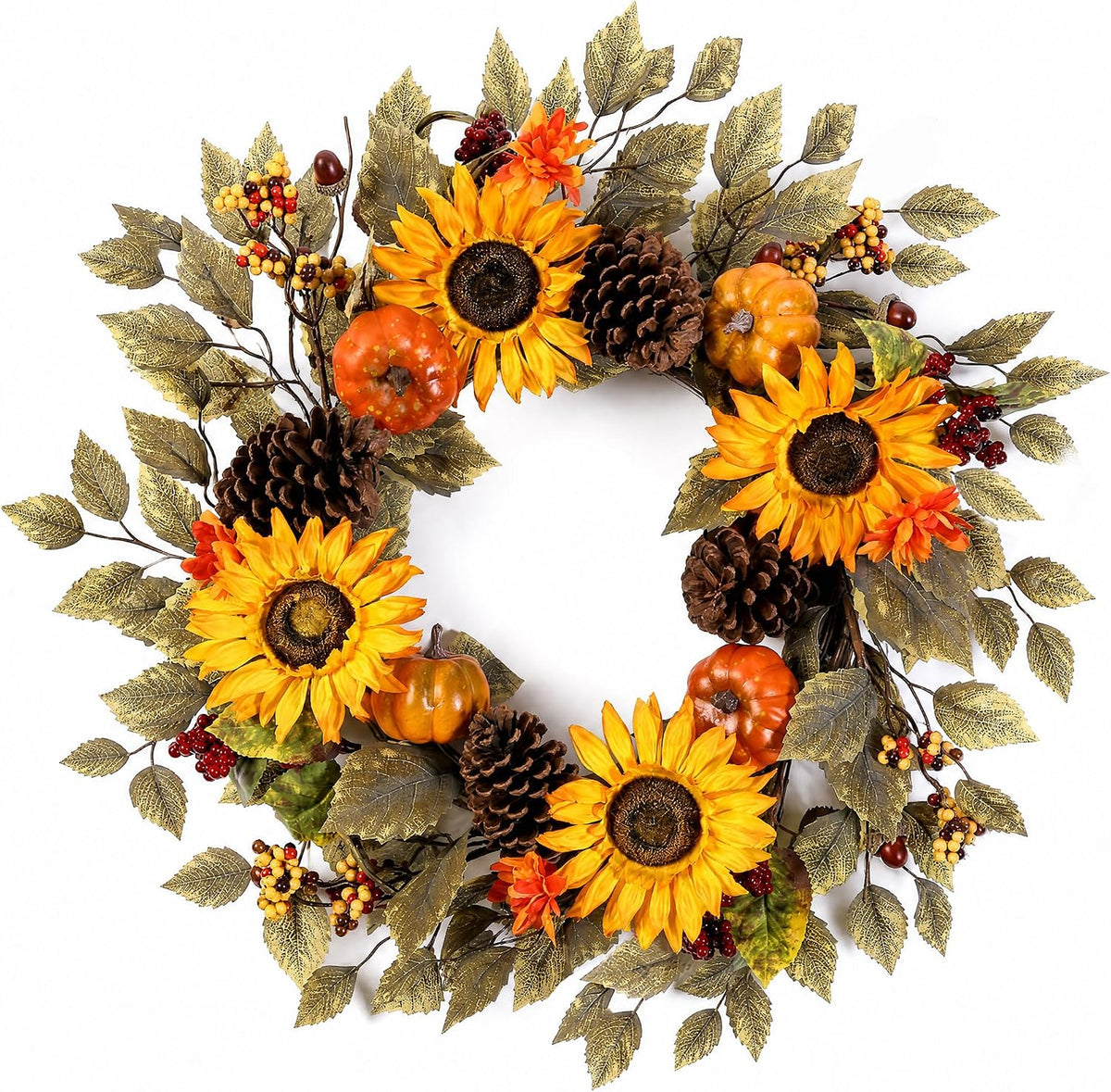 22" Fall Wreath for Front Door Pumpkin Artificial Wall Decor Autumn